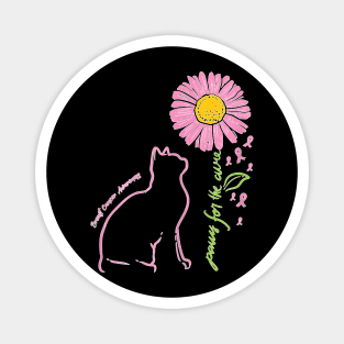 Cat Flower Paw For Cure Breast Cancer Awareness Support Gift Magnet